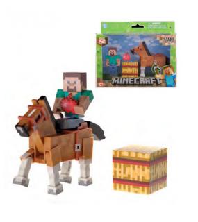 Minecraft - figúrky Steve & Chestnut Horse 8 cm